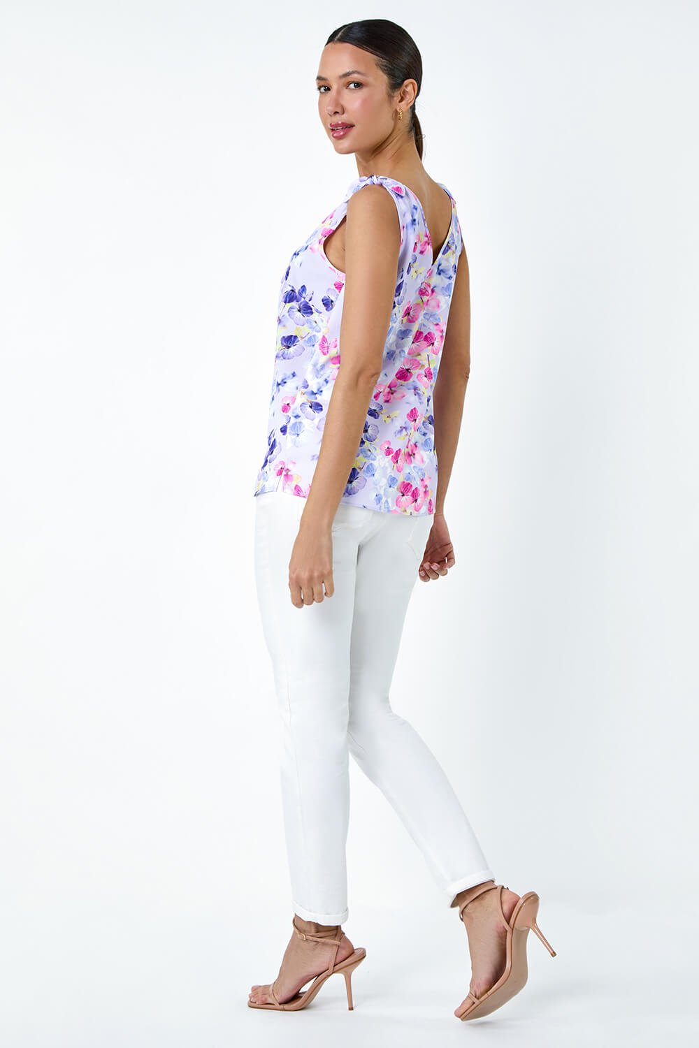 Lavendar Floral Print Cami Vest Top, Image 3 of 5