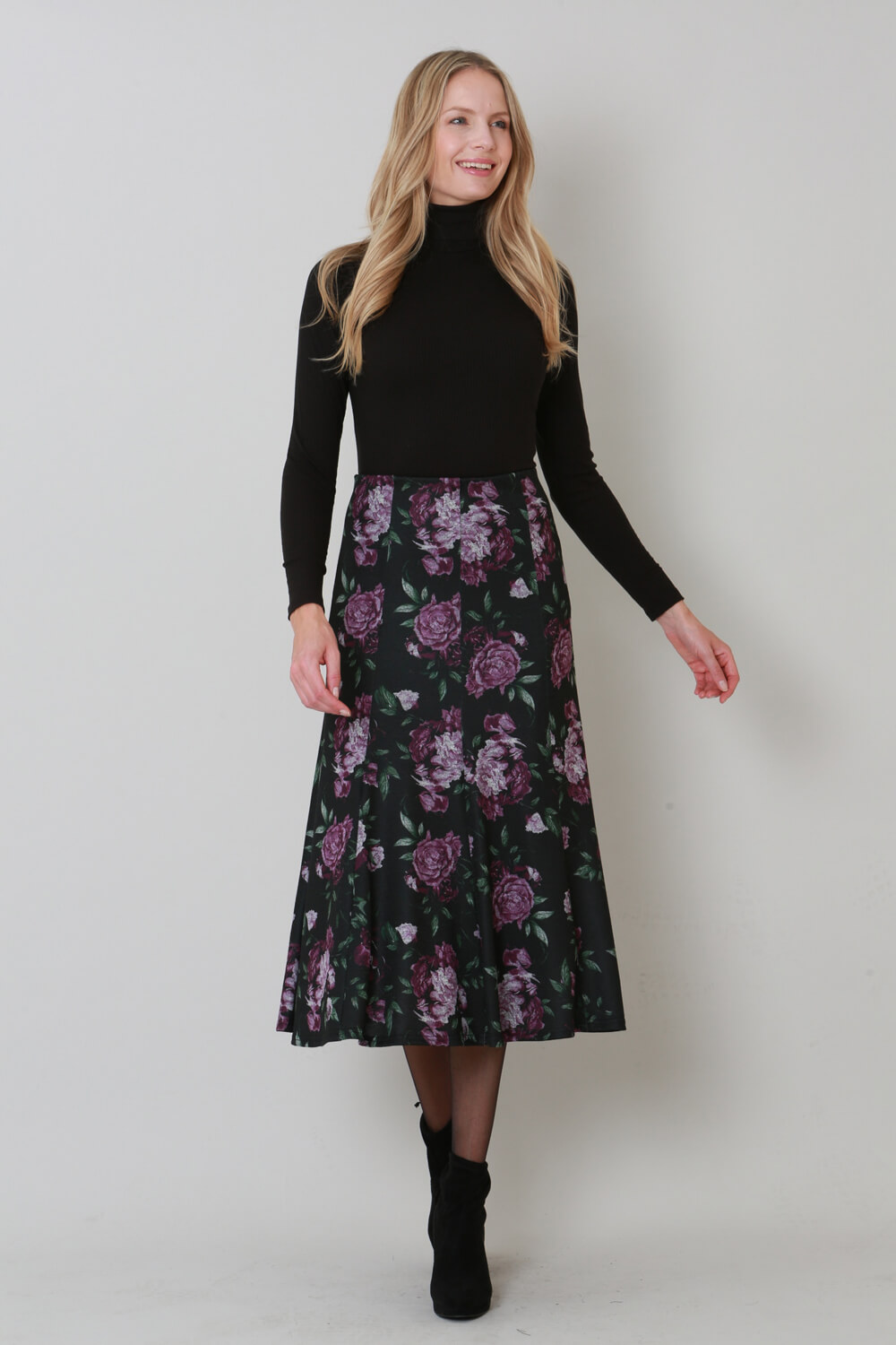 Plum Julianna Floral Print Midi Skirt, Image 3 of 3