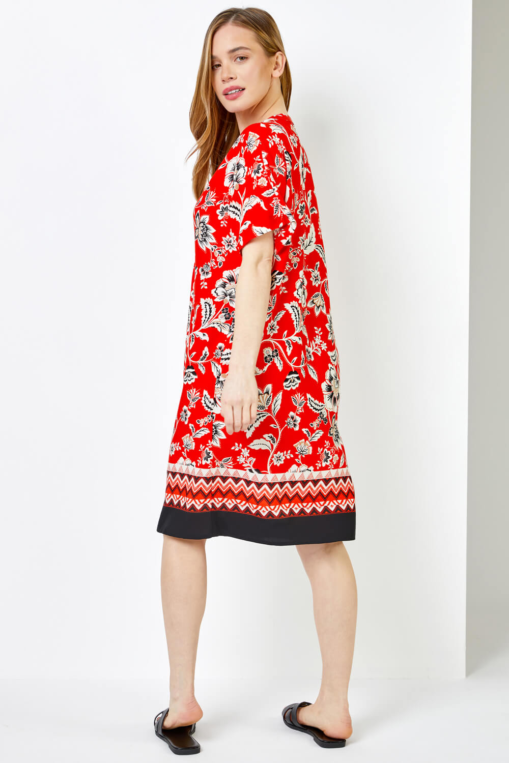 CORAL Petite Contrast Floral Print Shirt Dress, Image 2 of 4