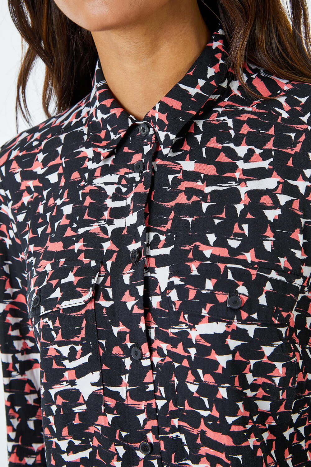 Red Textured Geometric Print Shirt , Image 5 of 5
