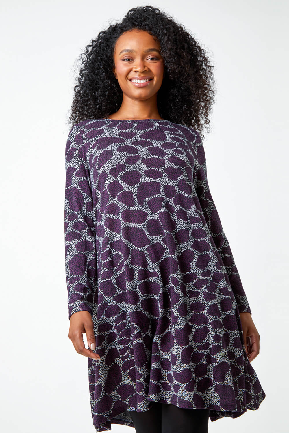 Petite Leopard Print Swing Stretch Dress