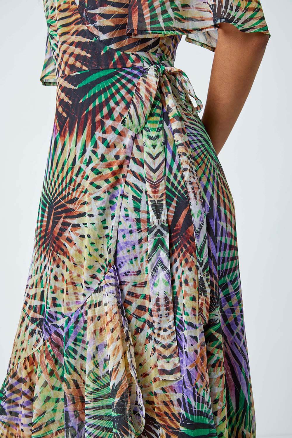 Multi  Abstract Print Maxi Wrap Dress, Image 5 of 5