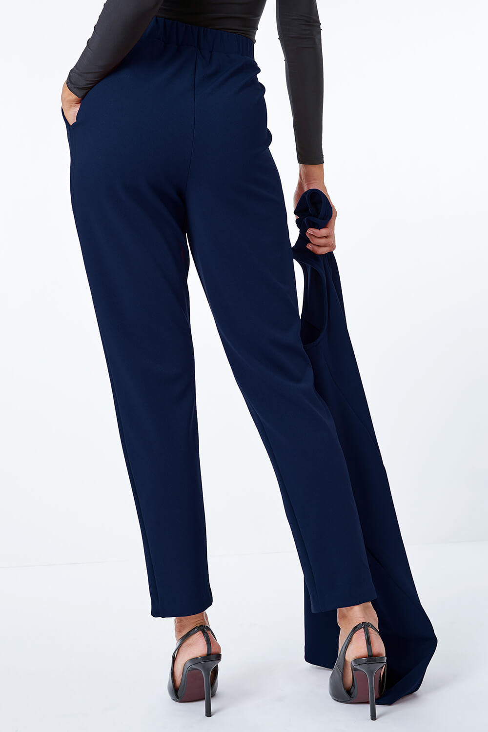 Midnight Blue Premium Stretch Split Hem Trouser, Image 5 of 5
