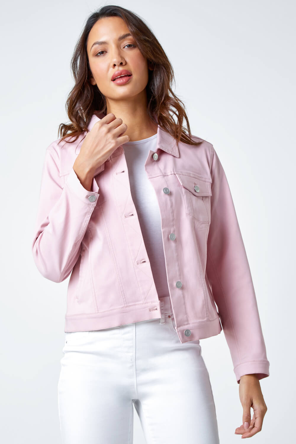 Light Pink Stretch Pocket Detail Jacket, Image 4 of 5