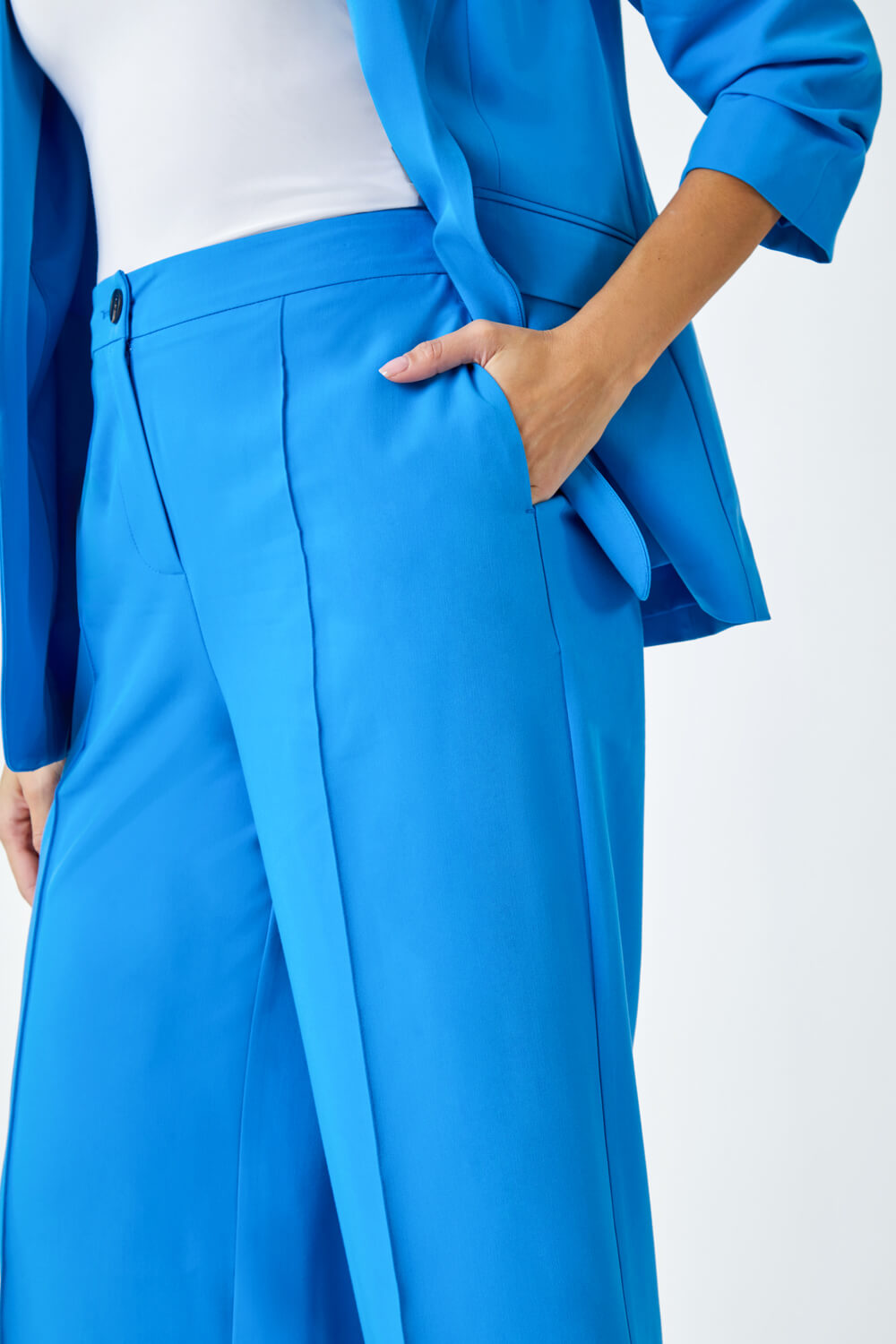 Blue Tailored Stretch Culottes, Image 5 of 5