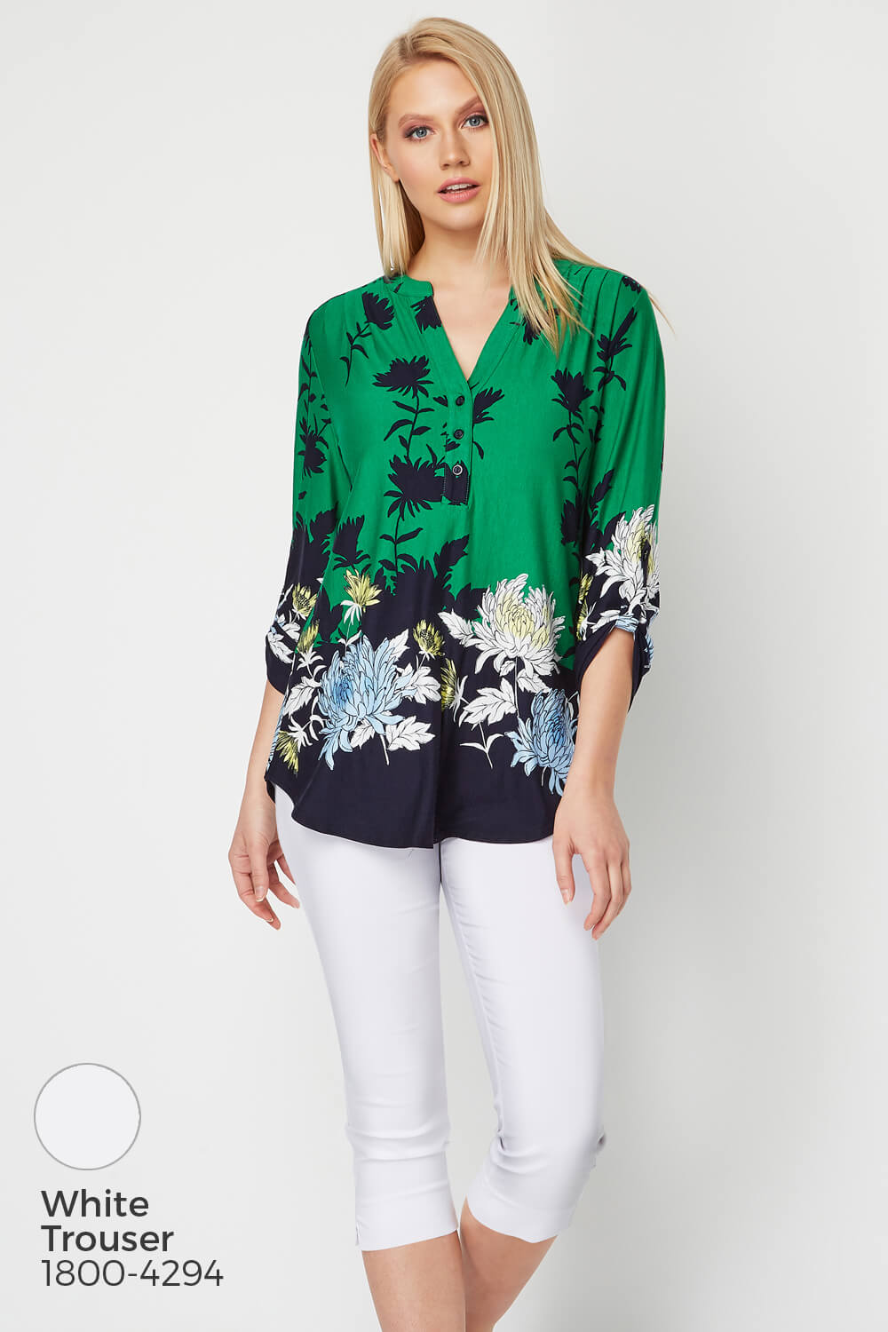 Green Floral Print Border Shirt , Image 6 of 9
