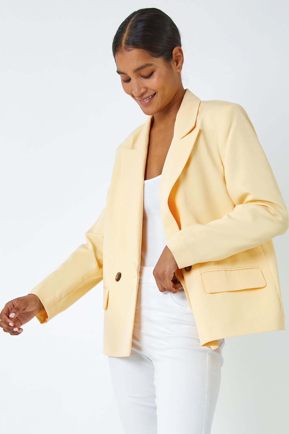 Lemon  Double Breasted Button Blazer , Image 2 of 5