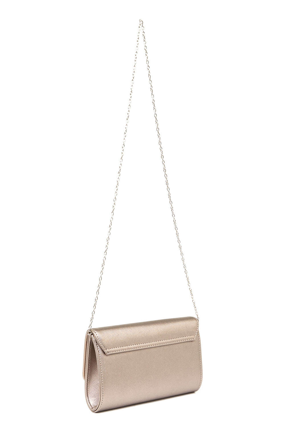 Mink Foldover Metal Bar Clutch Bag, Image 4 of 5