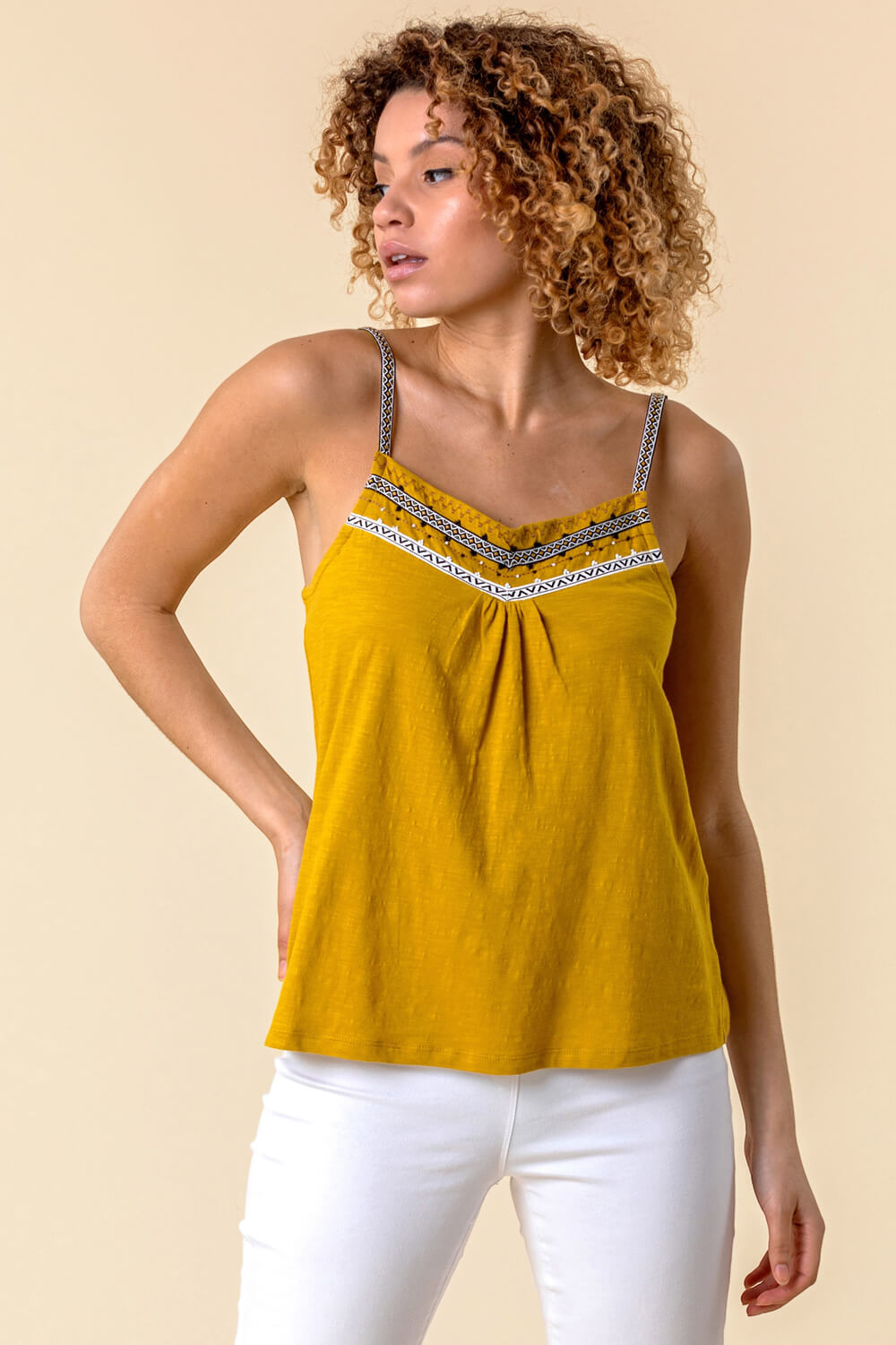 Amber Embroidered Yoke Cami Top, Image 4 of 4