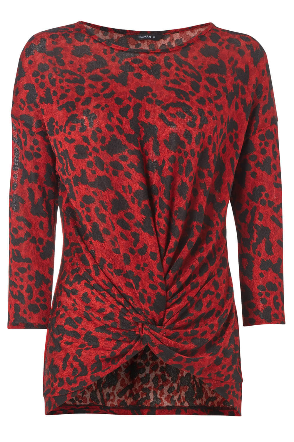 Red Animal Print Twist Front Top, Image 5 of 5