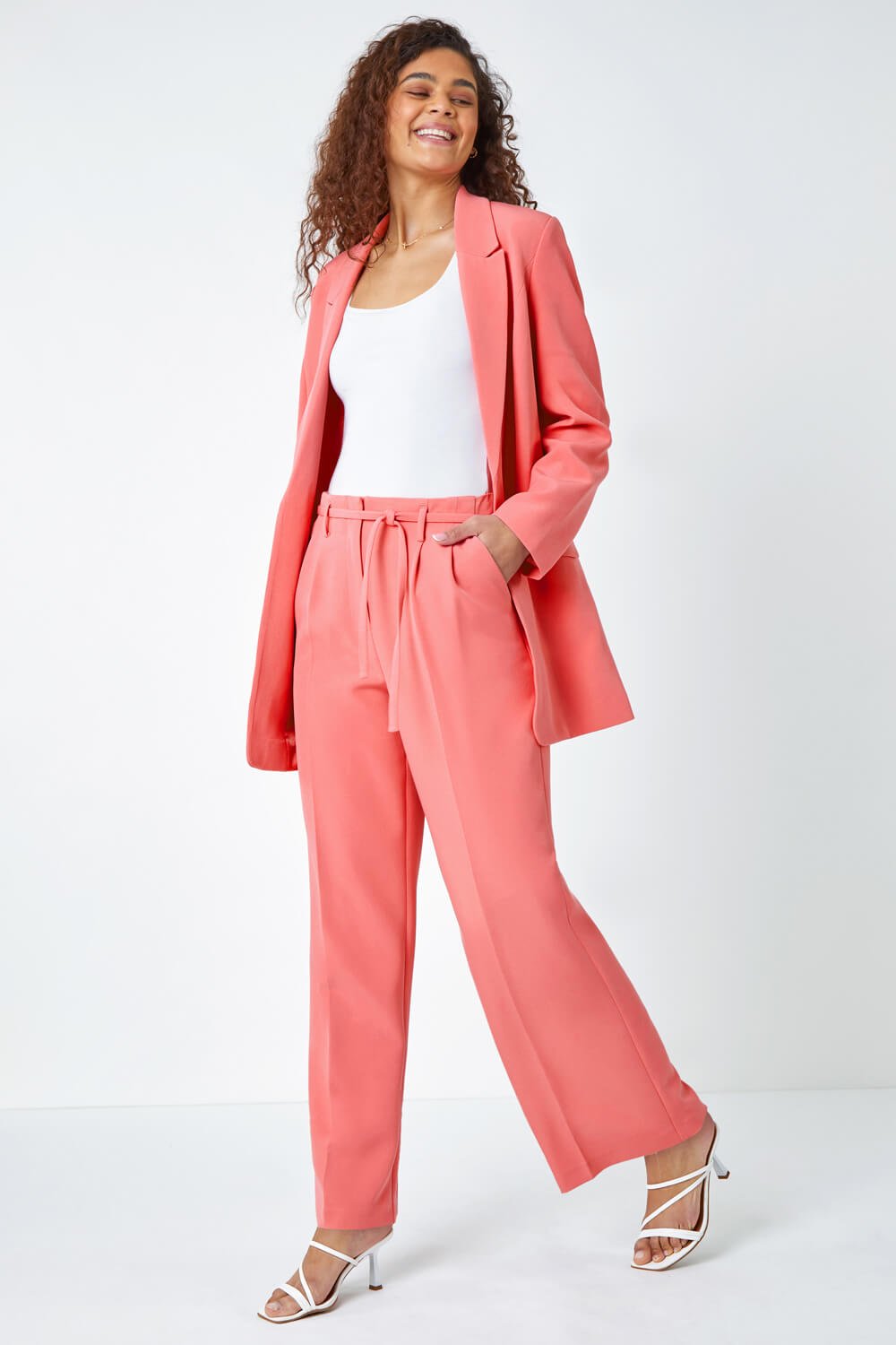 CORAL Crepe Stretch Straight Leg Trousers, Image 2 of 5