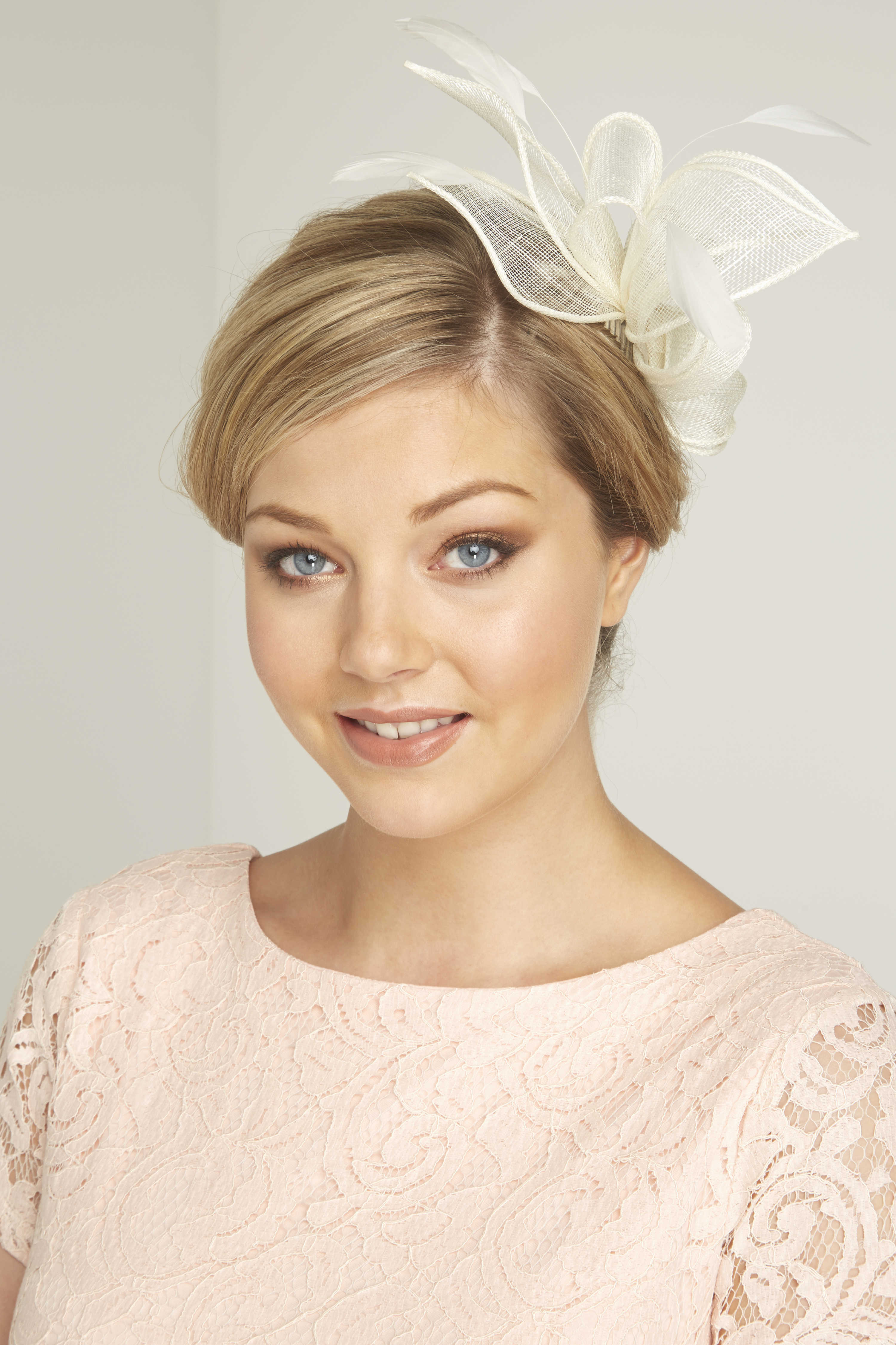 Feather Detail Comb Fascinator In Ivory - Roman Originals UK