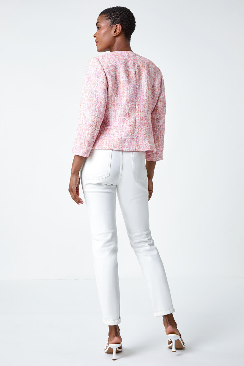 Bright Pink Smart Textured Boucle Jacket, Image 3 of 5