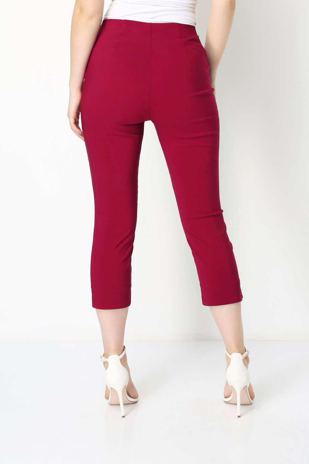 Wine Cropped Stretch Trouser, Image 2 of 6