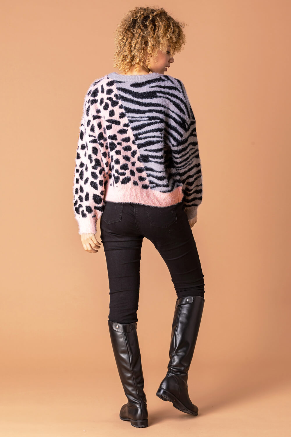  Animal Print Two Tone Jumper, Image 3 of 4