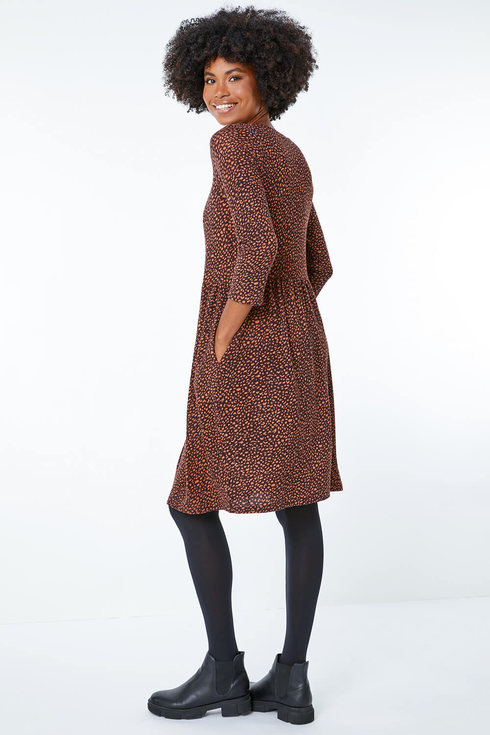 Bronze Leopard Print Stretch Dress, Image 3 of 5
