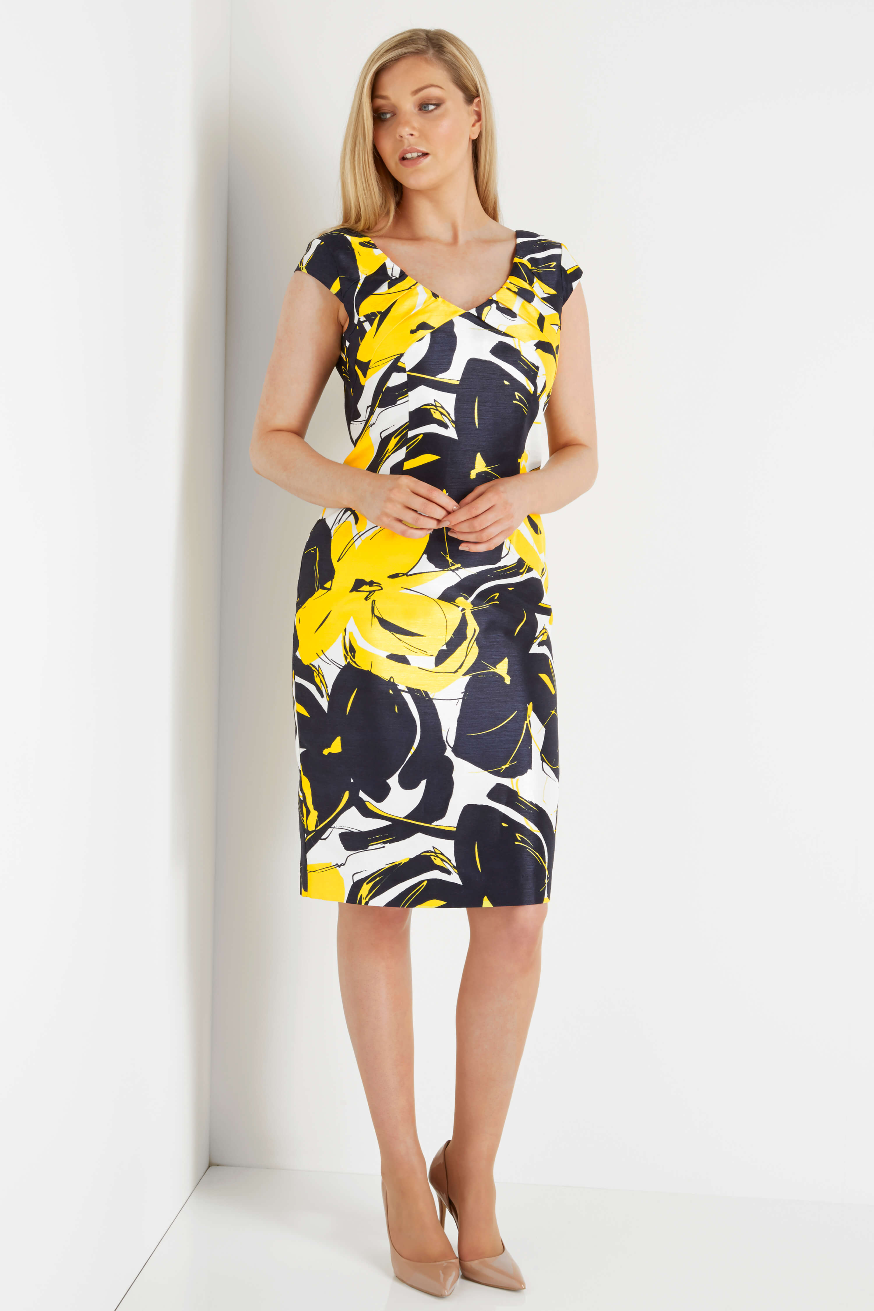 Yellow Online Exclusive Contrast Print Dress, Image 2 of 4