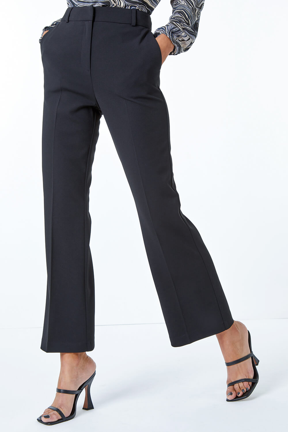 Black Bootcut Leg Stretch Trousers, Image 5 of 5