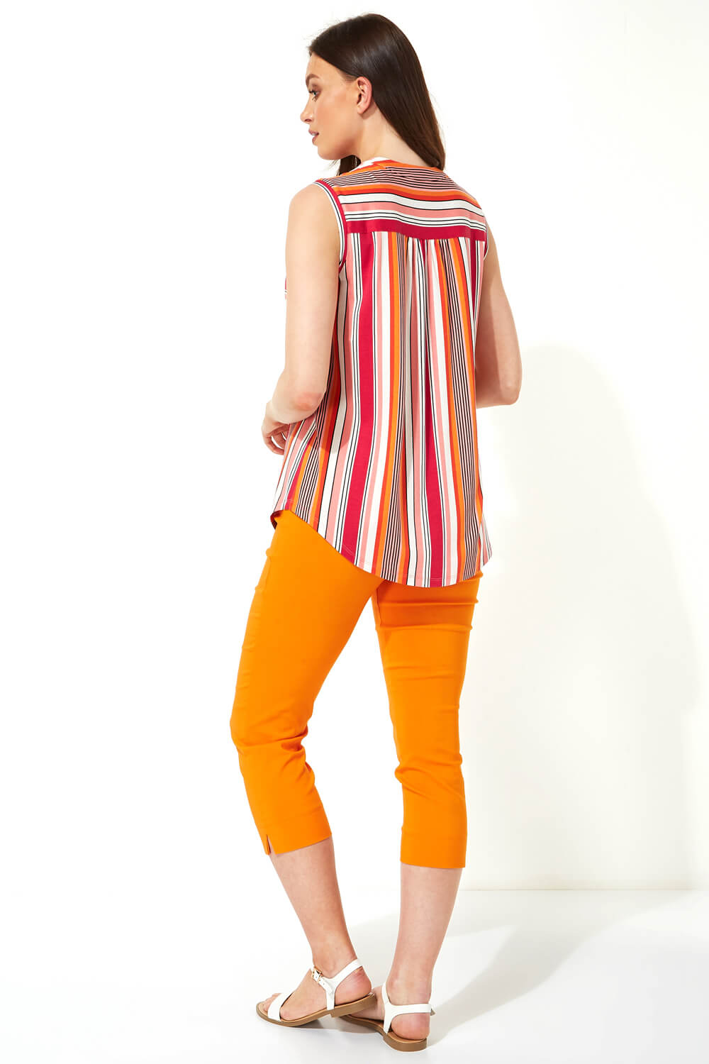 Multi  Stripe Print Sleeveless Shirt, Image 3 of 5
