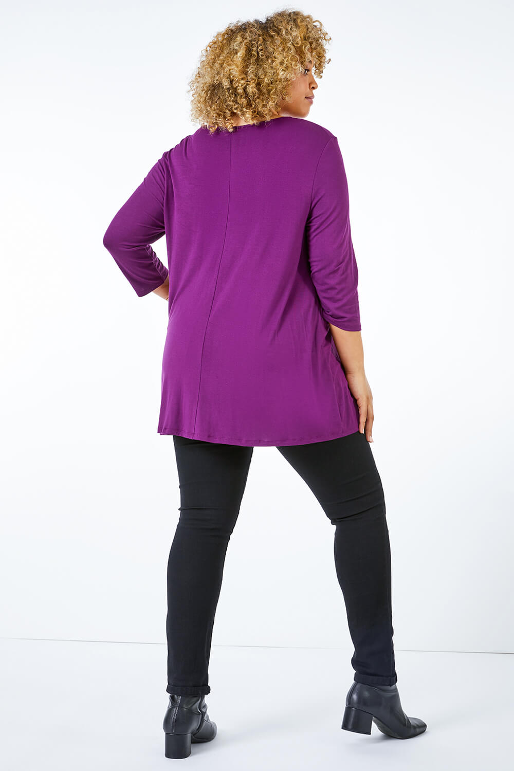 Purple Curve Pleat Front Stretch Top, Image 3 of 5