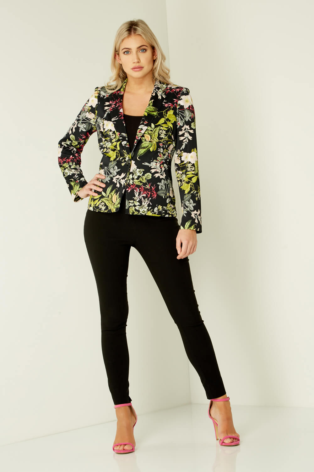 Multi  Floral Print Jersey Jacket, Image 2 of 4
