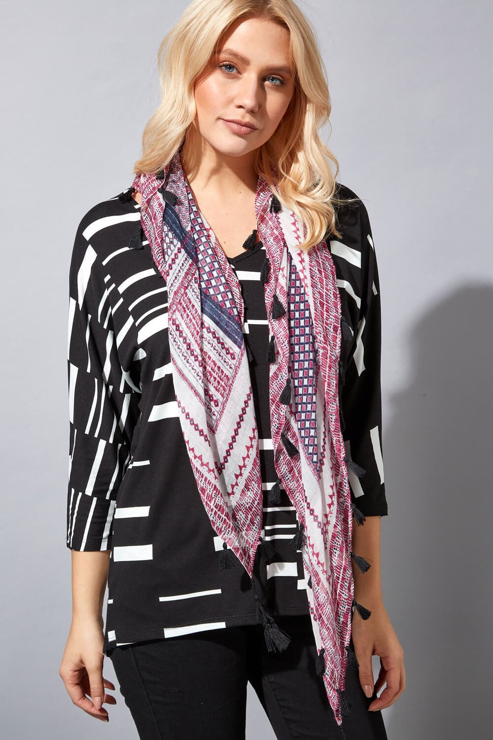 Colour Block Top with Scarf