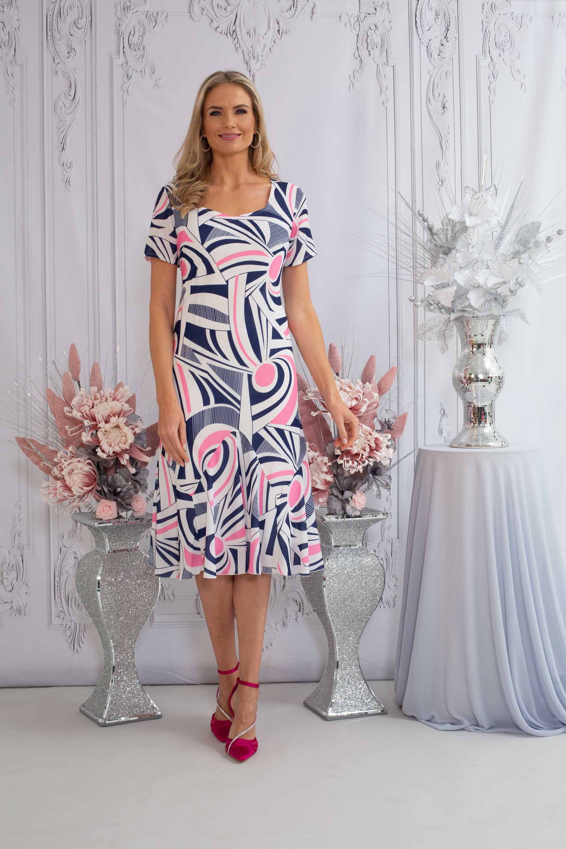 CERISE Julianna Abstract Print Bias Cut Dress, Image 3 of 3