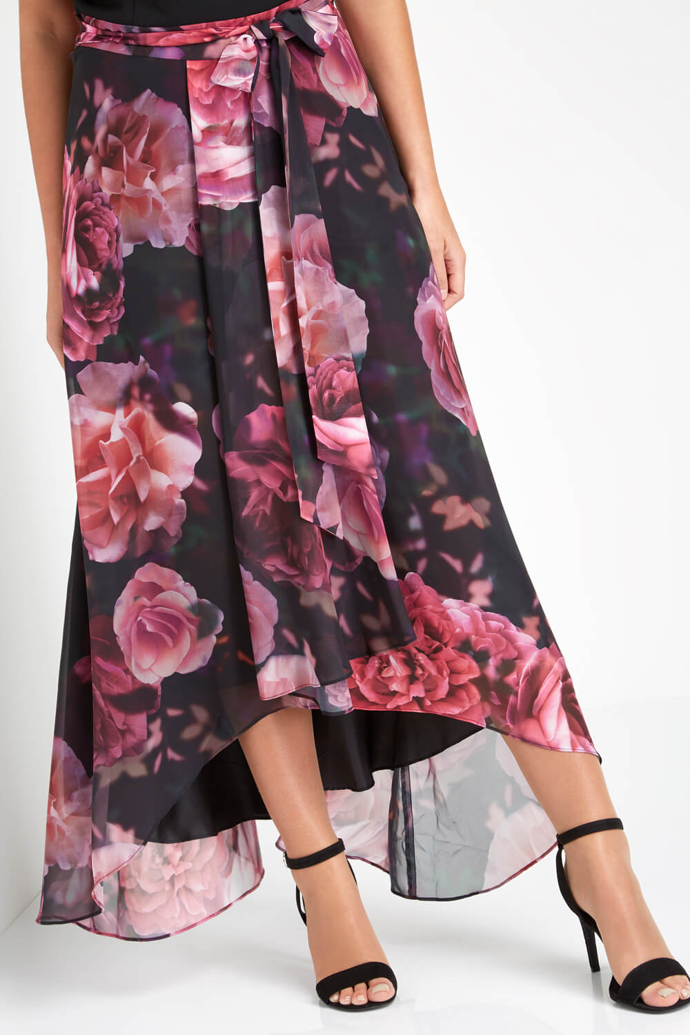 Rose Floral Print Cold Shoulder Maxi Dress, Image 5 of 6