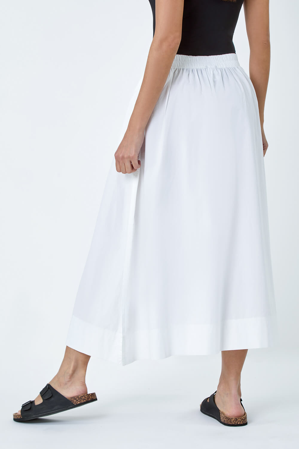 White Cotton Poplin Pocket Skirt, Image 3 of 5