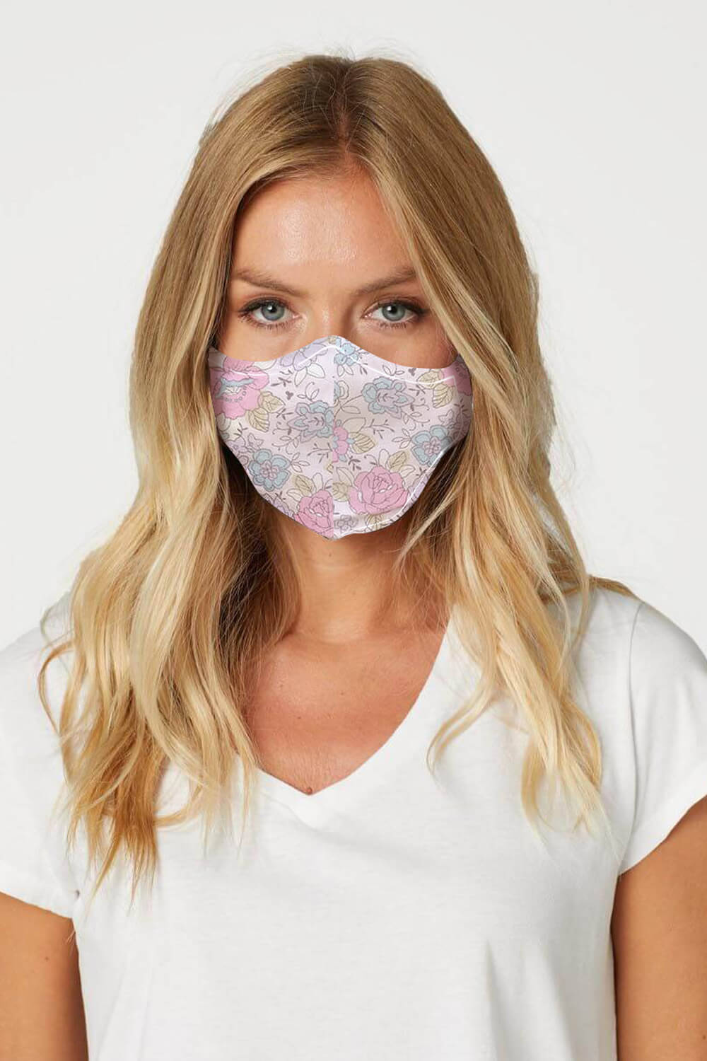 Light-Pink Rose Print Fast Drying Fashion Face Mask, Image 2 of 2