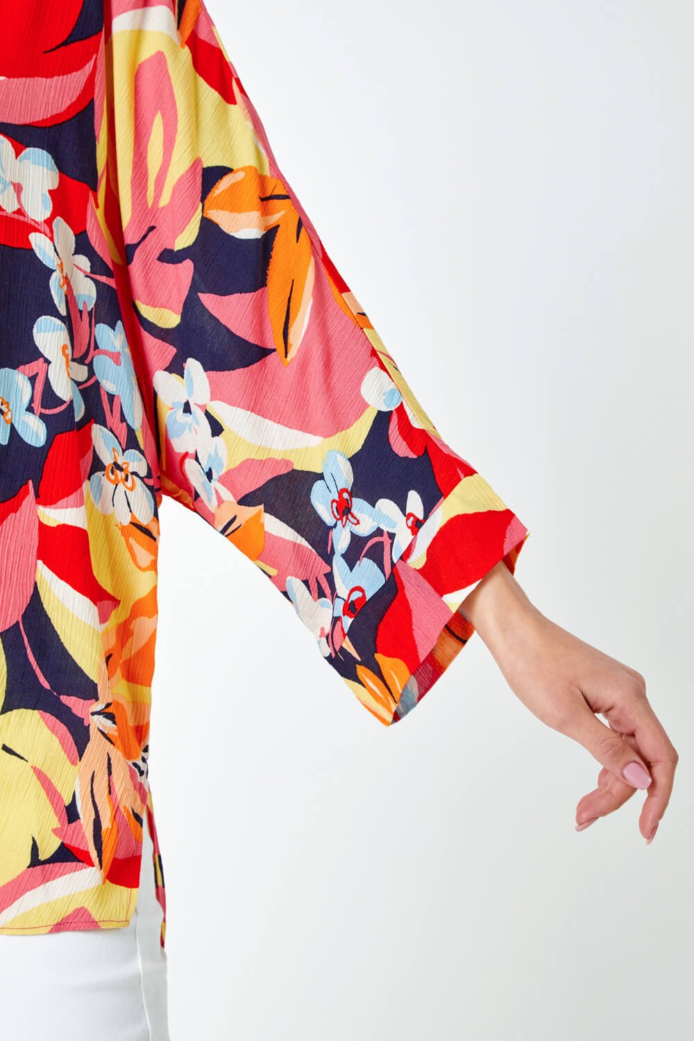 ORANGE Tropical Print Relaxed Kimono Top, Image 6 of 6