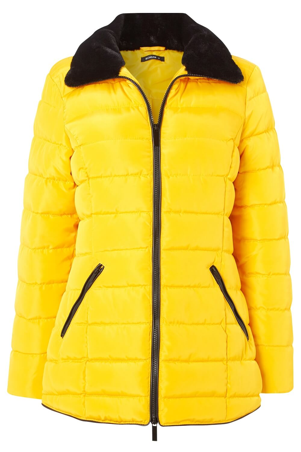 Yellow Short Zip Through Padded Coat, Image 5 of 5