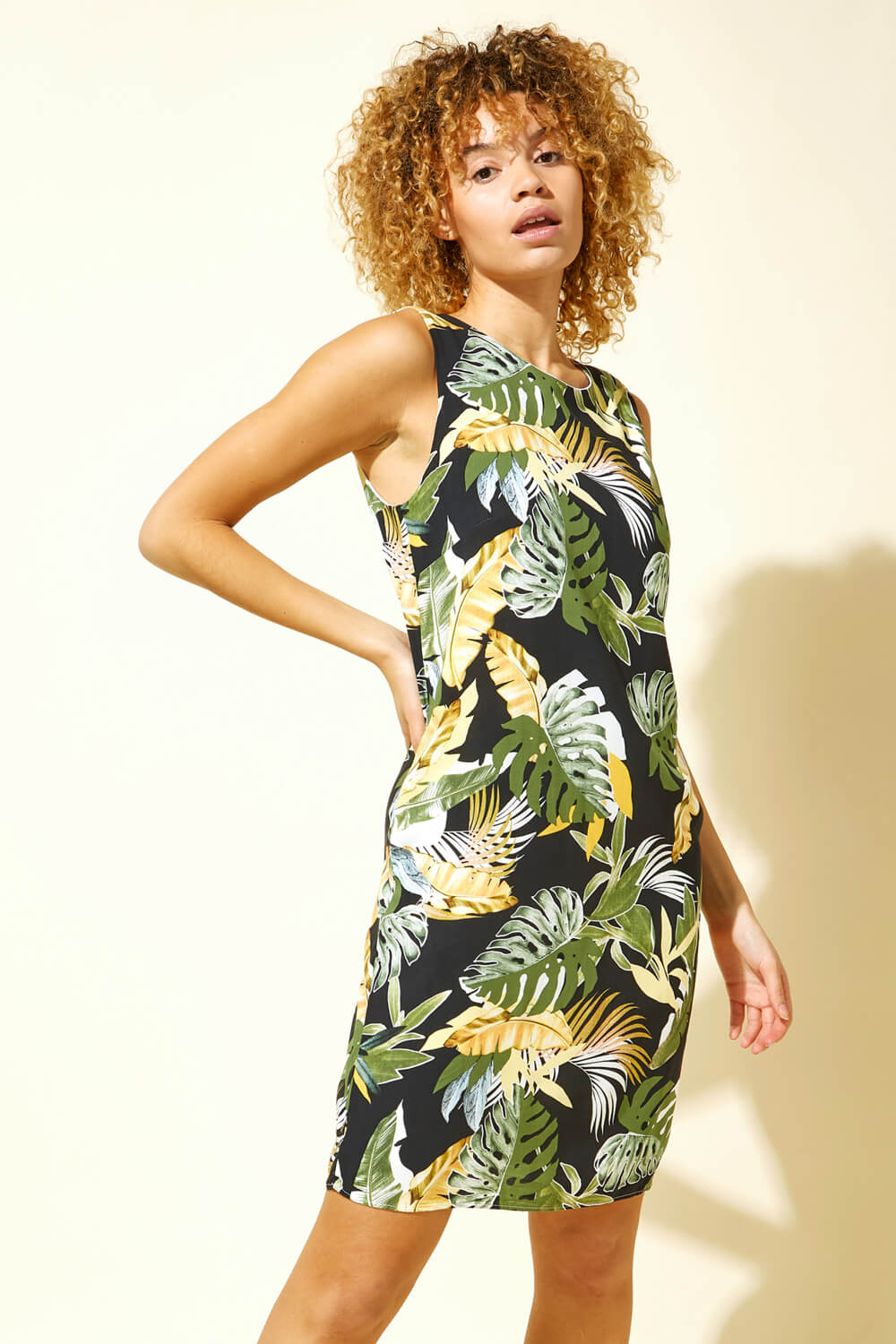 Palm Leaf Print Shift Dress