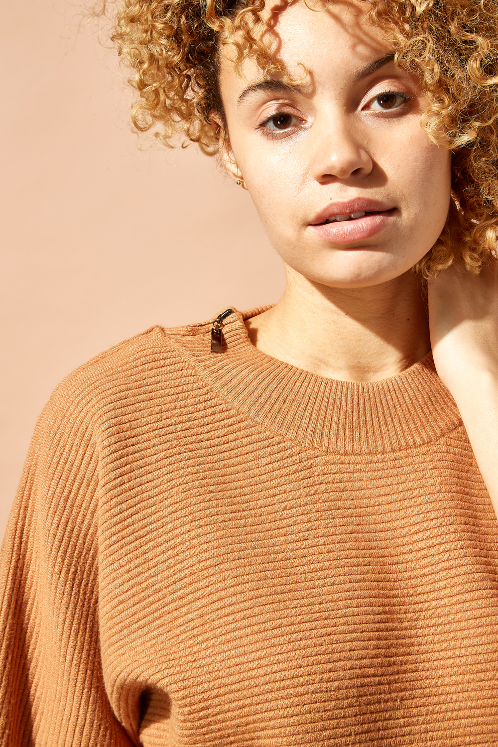 Rust Colour Block Ribbed Jumper, Image 4 of 4