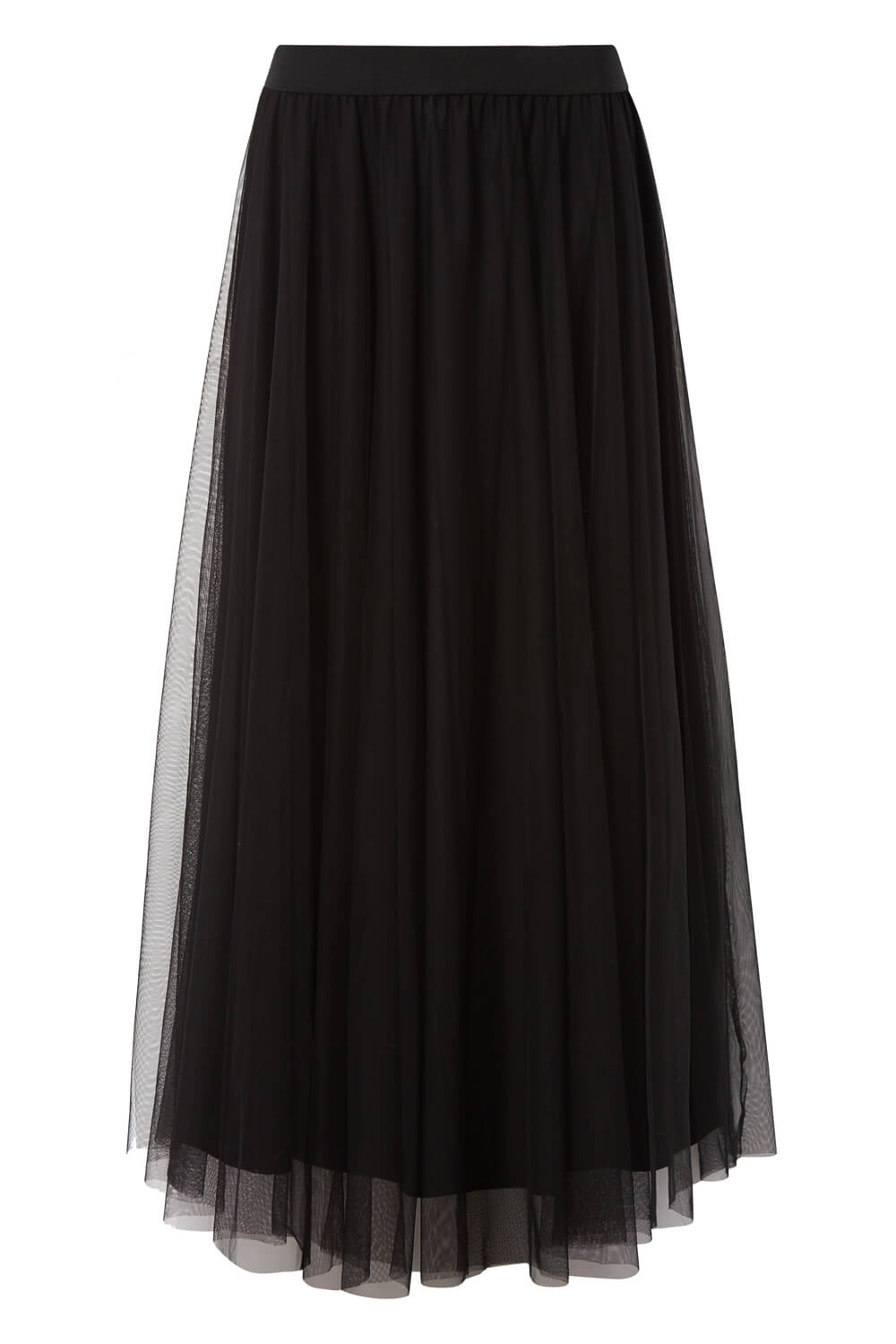 Black Pleated Mesh Maxi Skirt, Image 4 of 4