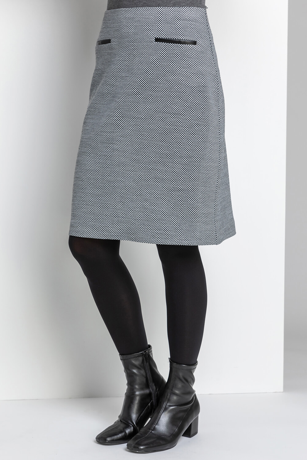 Black Two Tone Textured Skirt , Image 2 of 4