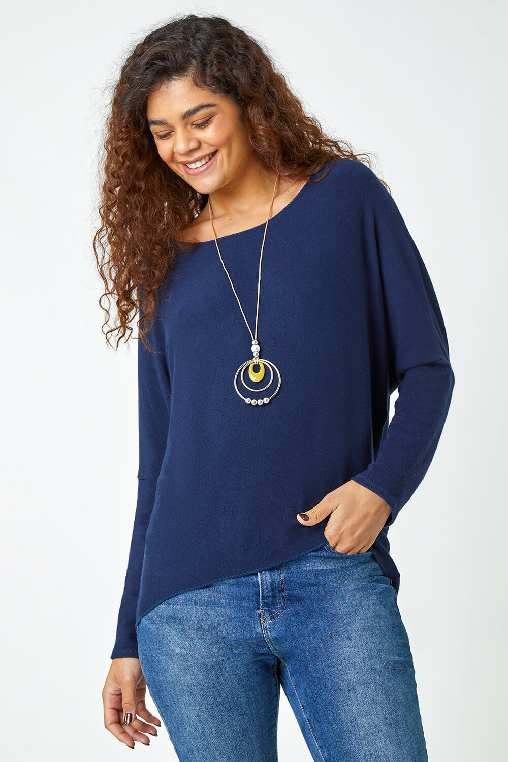Necklace Detail Stretch Knit Top