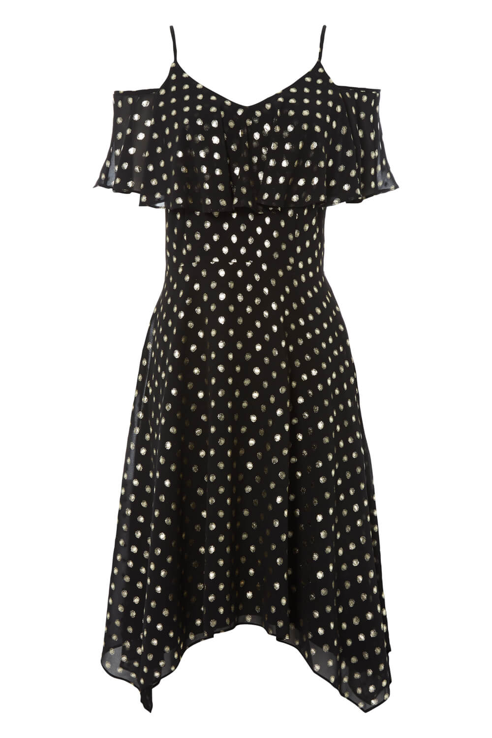 Black Polka Dot Hanky Hem Dress, Image 5 of 5