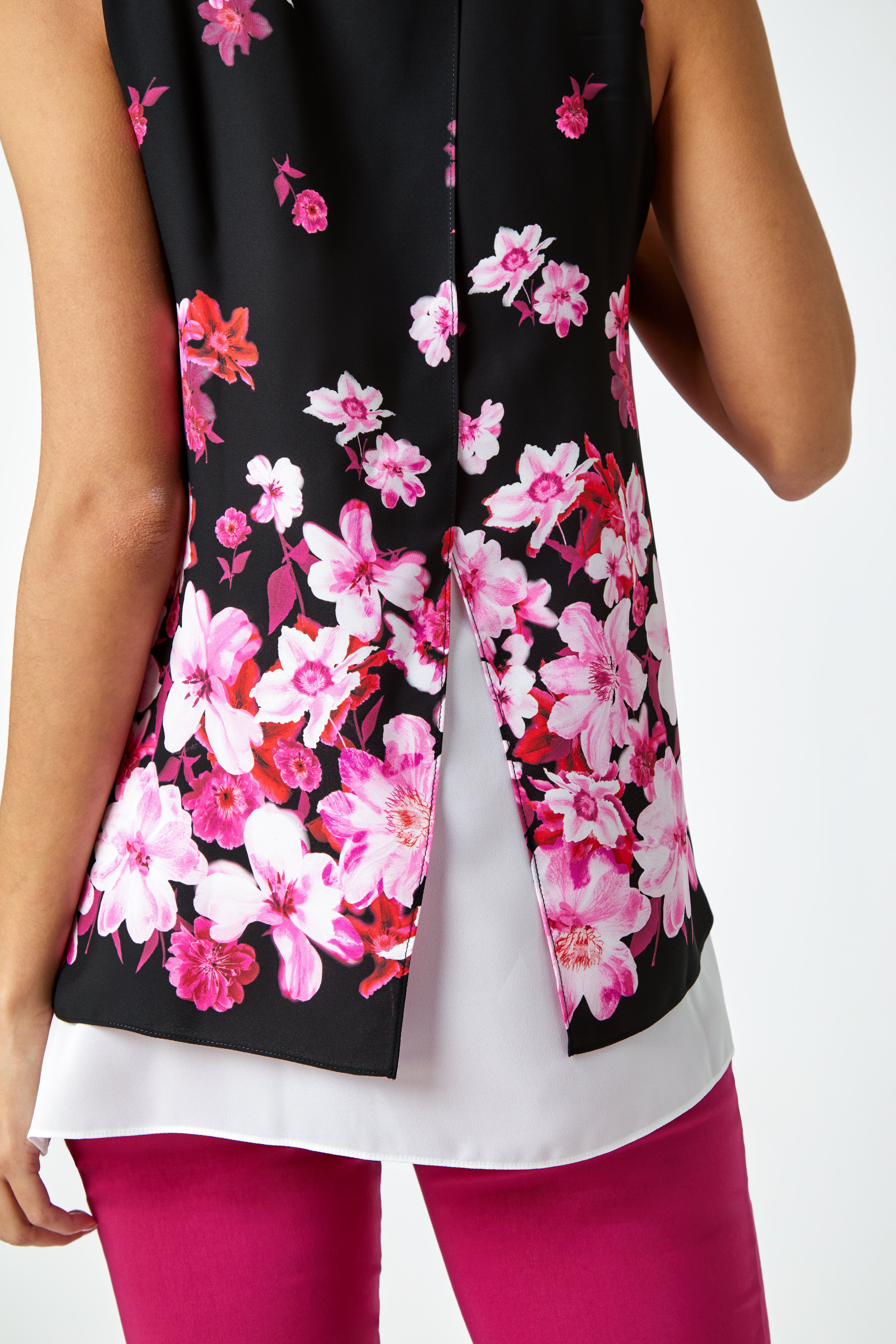 CERISE Sleeveless Floral Double Layer Top, Image 4 of 5