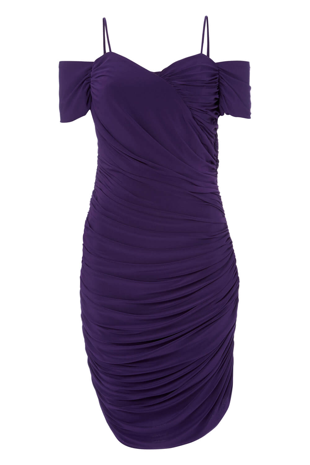 Purple Ruched Off The Shoulder Dress, Image 3 of 3