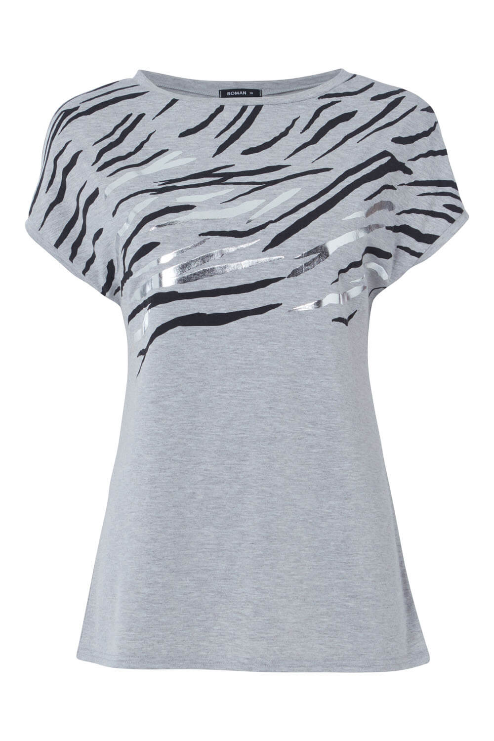 Grey Foil Zebra Print T-Shirt, Image 5 of 7