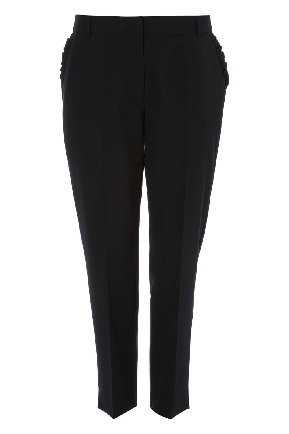 Black Tapered Frill Detail Trousers, Image 5 of 5
