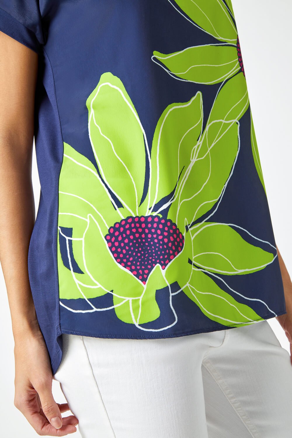 Lime Contrast Floral Print T Shirt, Image 5 of 5