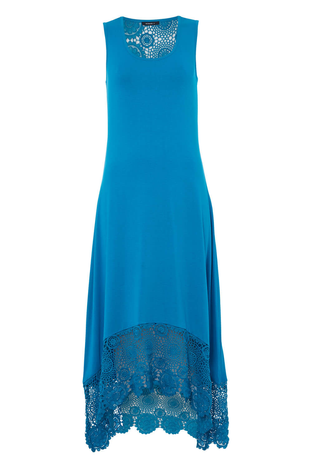 Crochet Hem Midi Dress in Turquoise - Roman Originals UK