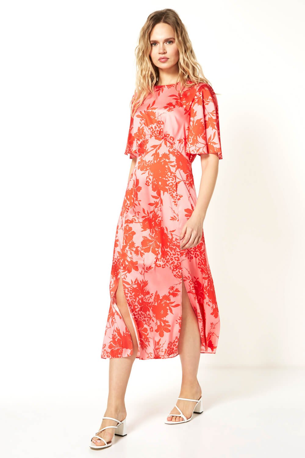 Floral Print Oriental Midi Dress