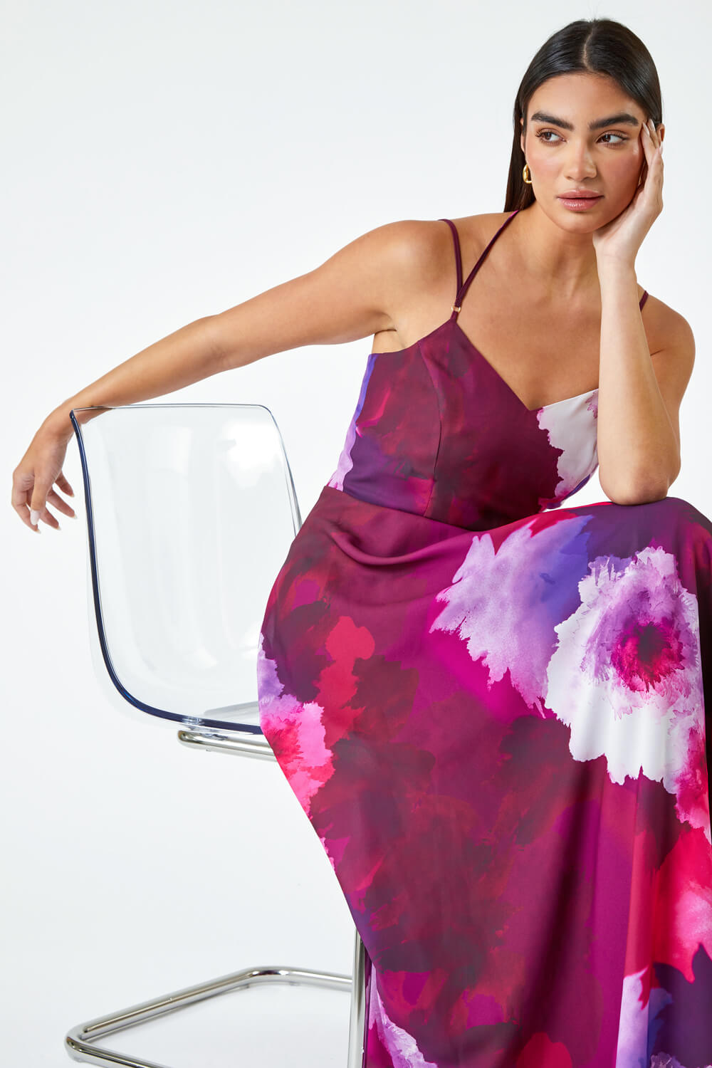 MAGENTA Luxe Floral Fit & Flare Maxi Dress, Image 2 of 5