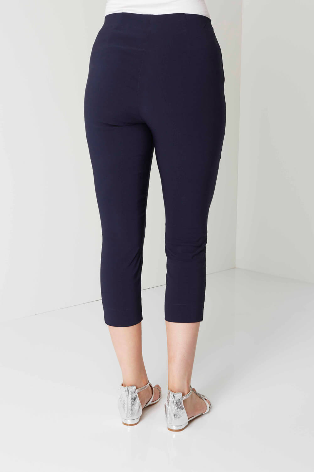 Navy  Cropped Stretch Trouser, Image 3 of 5
