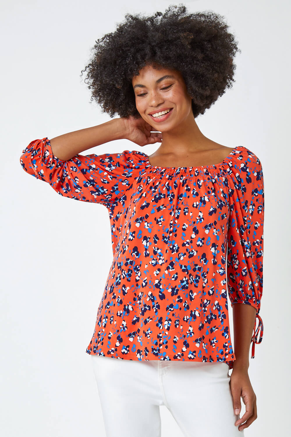Ditsy Floral Print Shirred Top