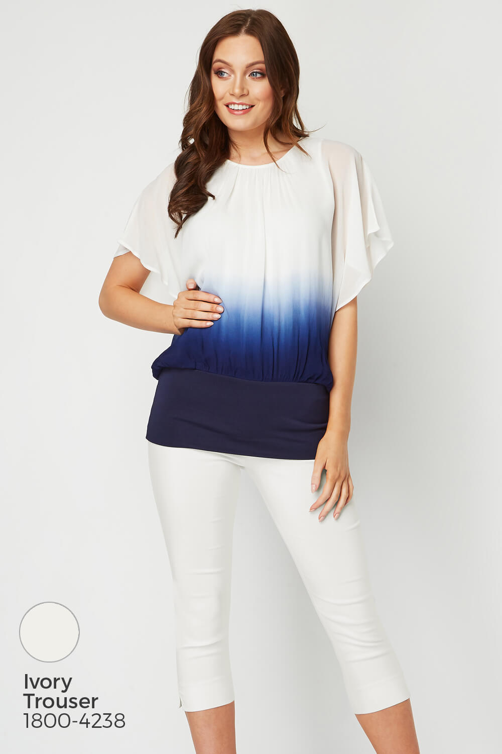 Navy  Ombre Batwing Top, Image 7 of 8
