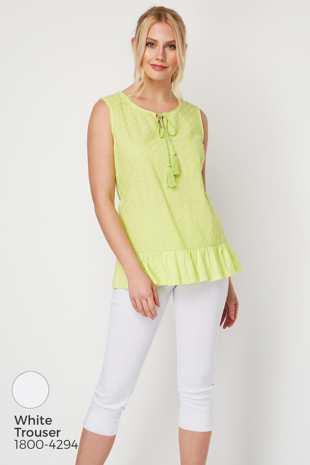 Lime Frill Hem Textured Top, Image 5 of 8